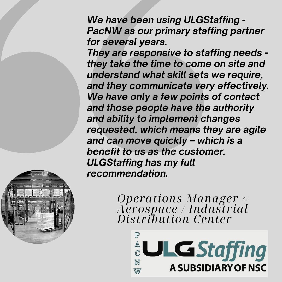 Always appreciate kind words from grateful #clients! My #team works diligently everyday to provide strong #candidates to great companies all around the #PacNW. Looking for a #staffingpartner you can count on? Give us a call! 425.412.4227