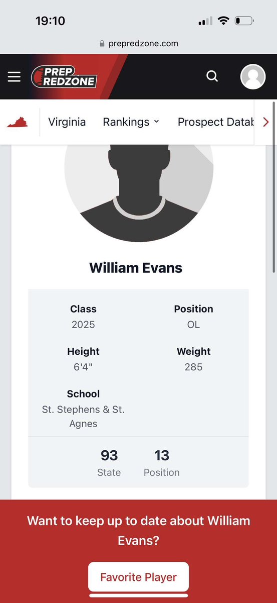Will Evans (@willev25) on Twitter photo Excited to say I have been ranked as the 13th best lineman in VA. Still more work to be done! Thank you @PRZPAvic and <a href="/carljfred/">Carl Frederick</a> 
<a href="/FATboysOLine/">Coach Mike Dillon</a> 
<a href="/SSSAS_Football/">Saints Football</a> 
<a href="/CoachChrisOLine/">Coach Chris Pressley</a> Excited to say I have been ranked as the 13th best lineman in VA. Still more work to be done! Thank you @PRZPAvic and <a href="/carljfred/">Carl Frederick</a> 
<a href="/FATboysOLine/">Coach Mike Dillon</a> 
<a href="/SSSAS_Football/">Saints Football</a> 
<a href="/CoachChrisOLine/">Coach Chris Pressley</a>
