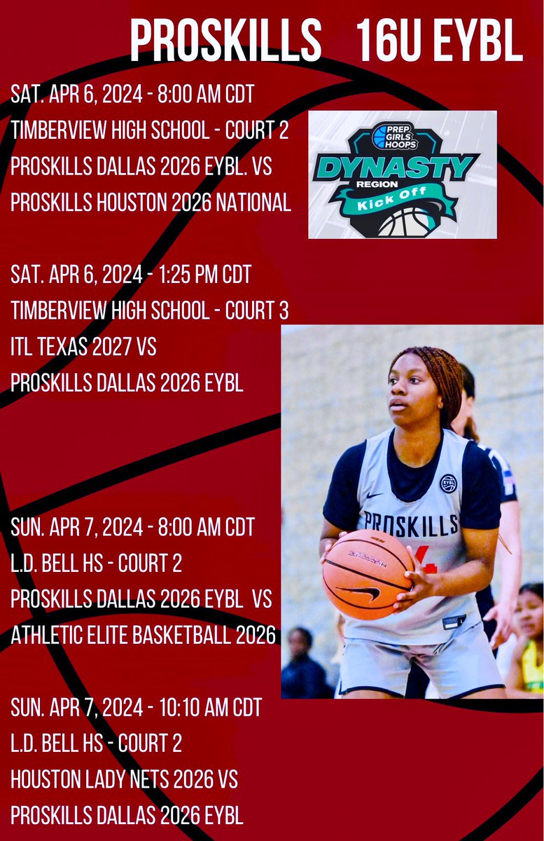 Come out and watch my team and I, play this weekend in the Dynasty Region Kickoff. @ProSkillsEYBL