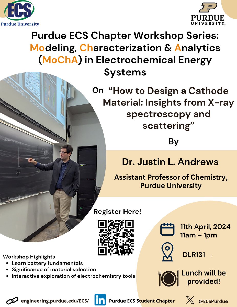 Purdue ECS Student Chapter (@ecspurdue) on Twitter photo Dive into the heart of electrochemistry at MoChA Workshop with <a href="/EcsPurdue/">Purdue ECS Student Chapter</a>! Uncover cathode design secrets with Dr. Justin Andrews using advanced X-ray techniques. Elevate the knowledge of materials in a vibrant interactive session! <a href="/ParthaPMukherj1/">Partha P. Mukherjee</a> <a href="/ECSorg/">ECS</a> <a href="/PurdueME/">Purdue Mechanical Engineering</a> <a href="/etslpurdue/">Energy and Transport Sciences Lab</a> Dive into the heart of electrochemistry at MoChA Workshop with <a href="/EcsPurdue/">Purdue ECS Student Chapter</a>! Uncover cathode design secrets with Dr. Justin Andrews using advanced X-ray techniques. Elevate the knowledge of materials in a vibrant interactive session! <a href="/ParthaPMukherj1/">Partha P. Mukherjee</a> <a href="/ECSorg/">ECS</a> <a href="/PurdueME/">Purdue Mechanical Engineering</a> <a href="/etslpurdue/">Energy and Transport Sciences Lab</a>