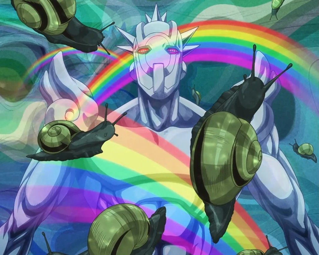 ChibiChibiCon's tweet image. CCC COUNTDOWN: 51 Days
Anime of the week: #JoJosBizarreAdventure 
"JoJo is so visually engaging that you can have rainbows turn people into snails, vampire gods made of stone, and Jesus Christ tell the hero to shoot the president and you never question any of it."
-@edgy_ella