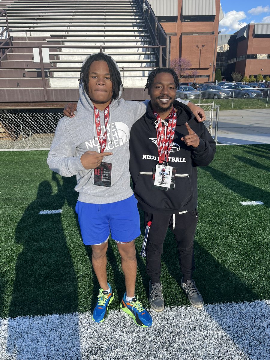 Had a great time at nccu spring practice I will be back for junior day and camp szn ! thanks for having me @CoachMcRae21 @Kmatt_Scout @CoachTOliver @CoachEricMiller @HawkMgmt @704DBCoachAkers @coach_DCannon @cmacc16