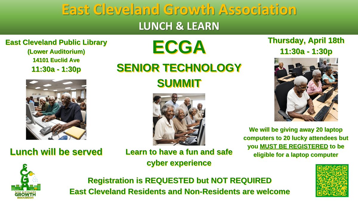 ECGrowth's tweet image. It's going down 2 weeks from today. The ECGA Senior Technology Summit

We'll be giving away 20 laptop computers but you must register to be eligible

Click the link or scan the QR Code to register

lp.constantcontactpages.com/ev/reg/cm6a2gv…

#HopeToSeeYouThere #WatchUsGrow