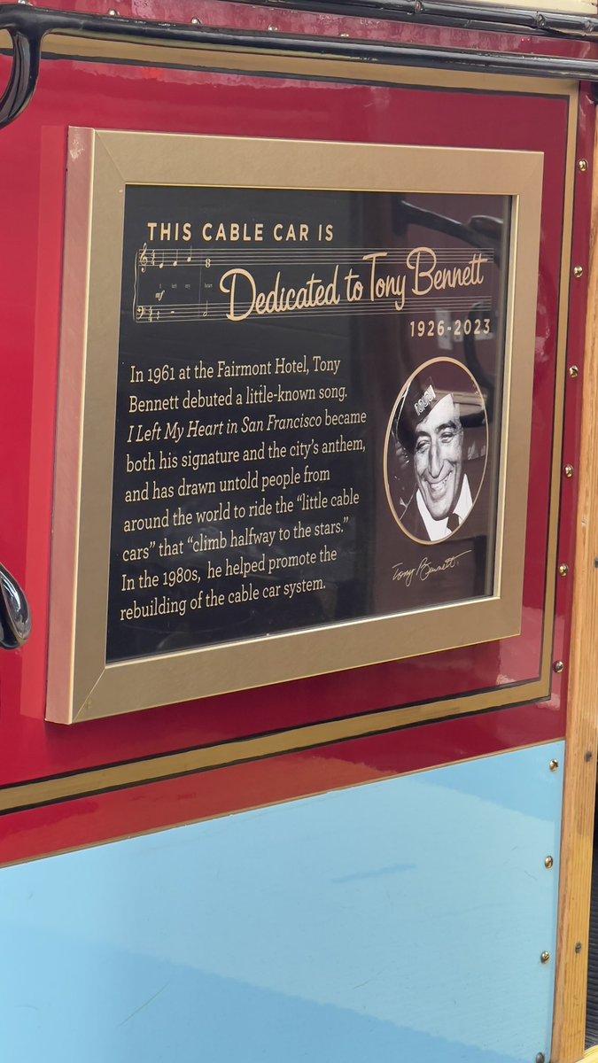 @sfmta_muni #car53 dedicated to <a href="/itstonybennett/">Tony Bennett</a> <a href="/sfmsr/">Market Street Railway</a> <a href="/munidiaries/">Muni Diaries</a> #sanfrancisco #cablecars @sf_cablecar