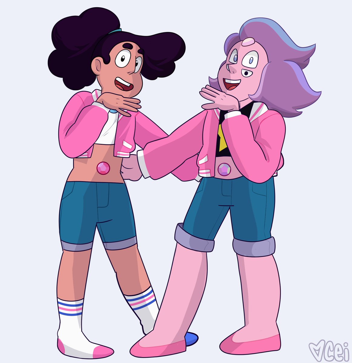 A fun commission of Stevonnie and Rainbow 2.0 that I got from someone! 🌈💜#StevenUniverse