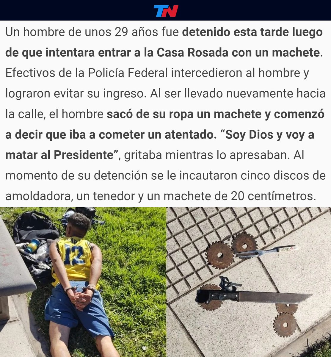 porquetendencia's tweet photo. "Soy Dios":
Por la detención de un hombre que intentó ingresar a la Casa Rosada https://t.co/2tC2NrWsCa