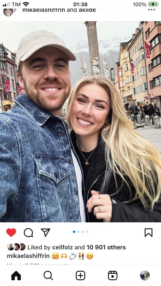Congratulations to ski racing's 'First and Fastest Couple''..Aleks & Mikaela announce their engagement, while in Innsbruck, with emojis 🤗 🫶🏼💍👫😊 and four happy pics! All the best guys!