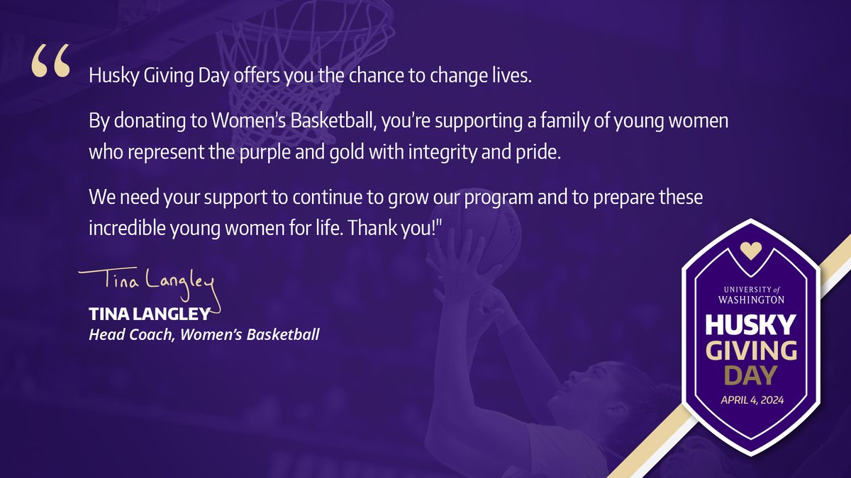 We're so grateful to have the support of Husky Nation all year long! Learn how you can go BIG for Washington women's basketball on #HuskyGivingDay at GoHuskies.com/HGDwbb. #Becoming