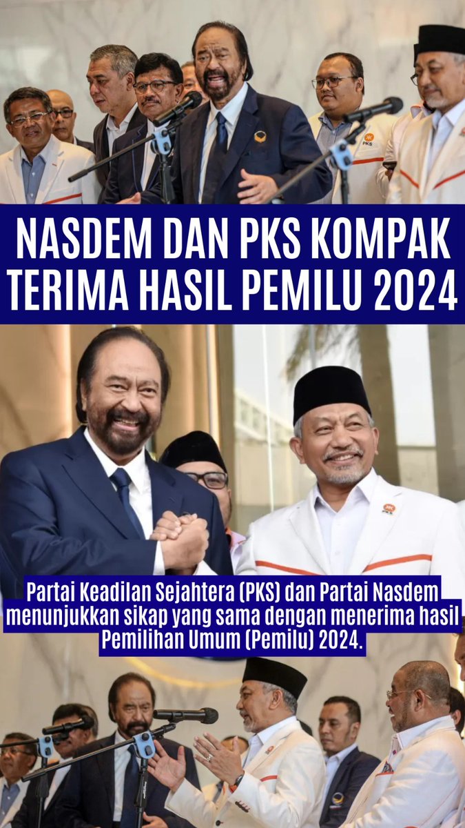 Nasdem dan PKS Kompak terima hasil Pemilu 2024, semoga yang lain jiha bisa ikhlas menerima kenyataan
#WeAreMoms #AgyaCumaRp1diShopeeLIVE XL Billboard #Nasdem #Pemilu2024 #Pilpres2024