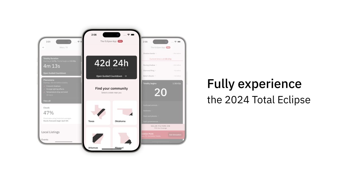 Just 4 days until the total solar eclipse! Grab our app to make sure you're not stuck under cloudy skies! ☁️ theeclipse.company/app