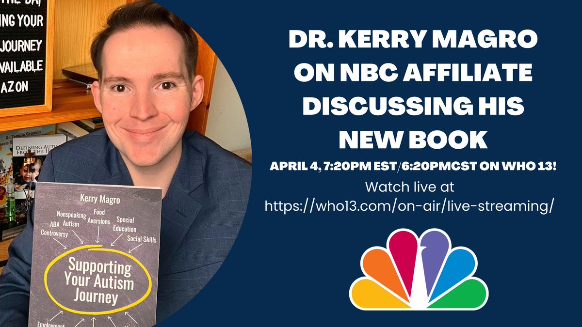 I'm so excited to announce I'll be featured on an NBC affiliate tonight at 7:20PM EST/6:20PM CT! I hope you can potentially tune-in via the link here: who13.com/on-air/live-st… #autism #worldautismawarenessday