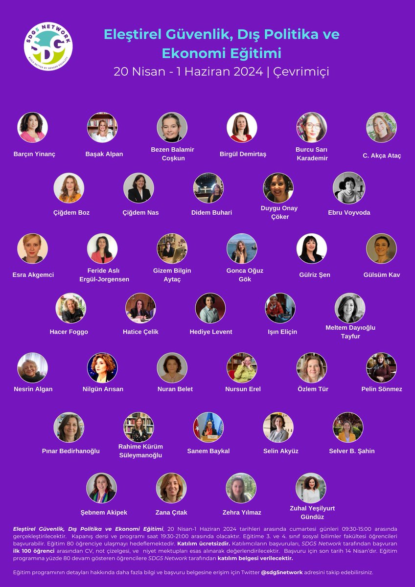 37 💜 bir olunca neler olmaz! Çok değerli bir kadroyla akademiye de bahar getiriyoruz🌺

SDG5 Network olarak Eleştirel Güvenlik, Dış Politika ve Ekonomi Eğitimi'ni duyurmaktan mutluluk duyuyoruz.

Sevgili öğrenciler, bilgi için lütfen formu tıklayınız.
docs.google.com/forms/d/10v7Gi…