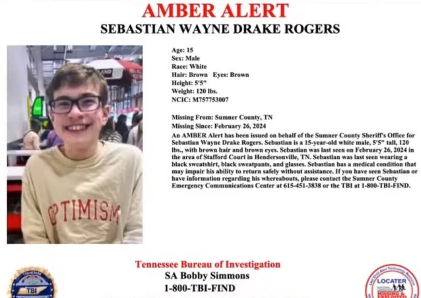 If you're local to Sumner County, TN, or know someone who is, this father needs help searching 4 his son. Or put up fliers. He also needs supplies donated, such as food & water etc. If u've seen this child or know anything please call 1 800 TBI FIND! #SebastianRogers #SethRogers