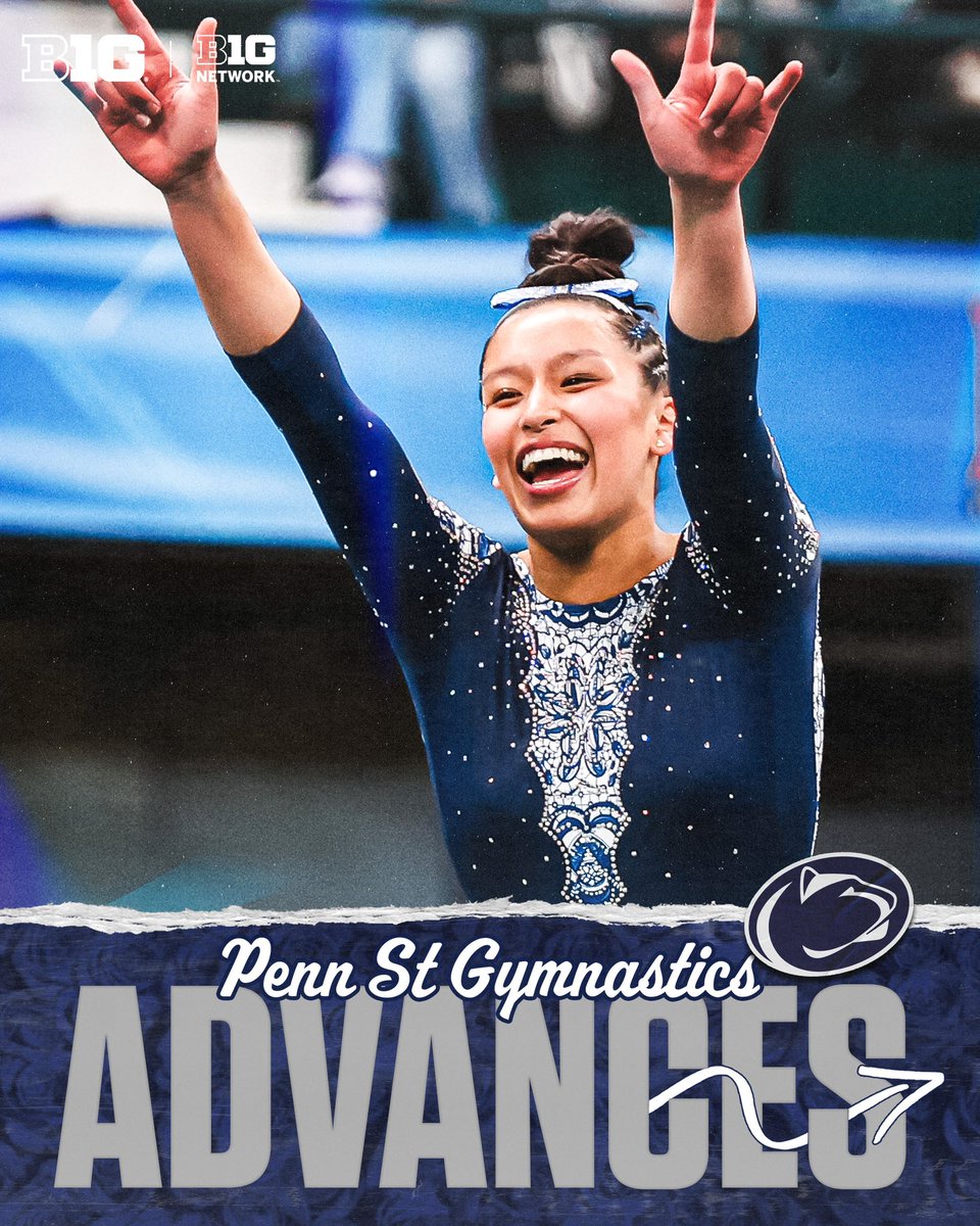 How ‘bout those Lady Lions?! 🦁 @PennStateWGYM advances to Saturday’s Ann Arbor Regional Final. 🤩