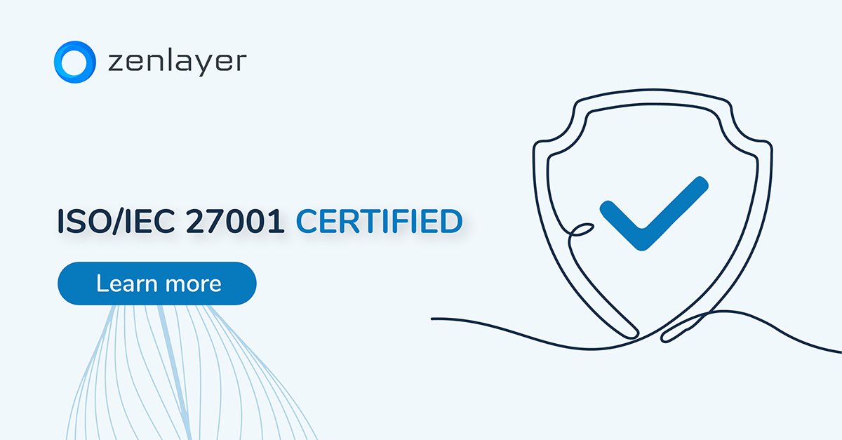 Did you know that Zenlayer is ISO/IEC 27001-certified? Discover how achieving this internationally recognized standard for information security management systems helps ensure data security and streamlined compliance for your business: zenlayer.com/blog/zenlayer-…