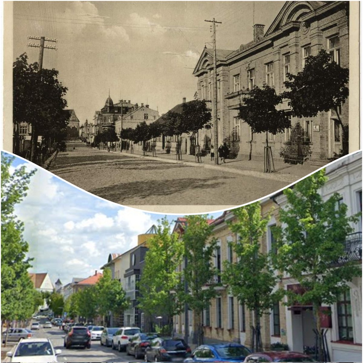 Šiauliai, Vasario 16th street in 1930 and today.