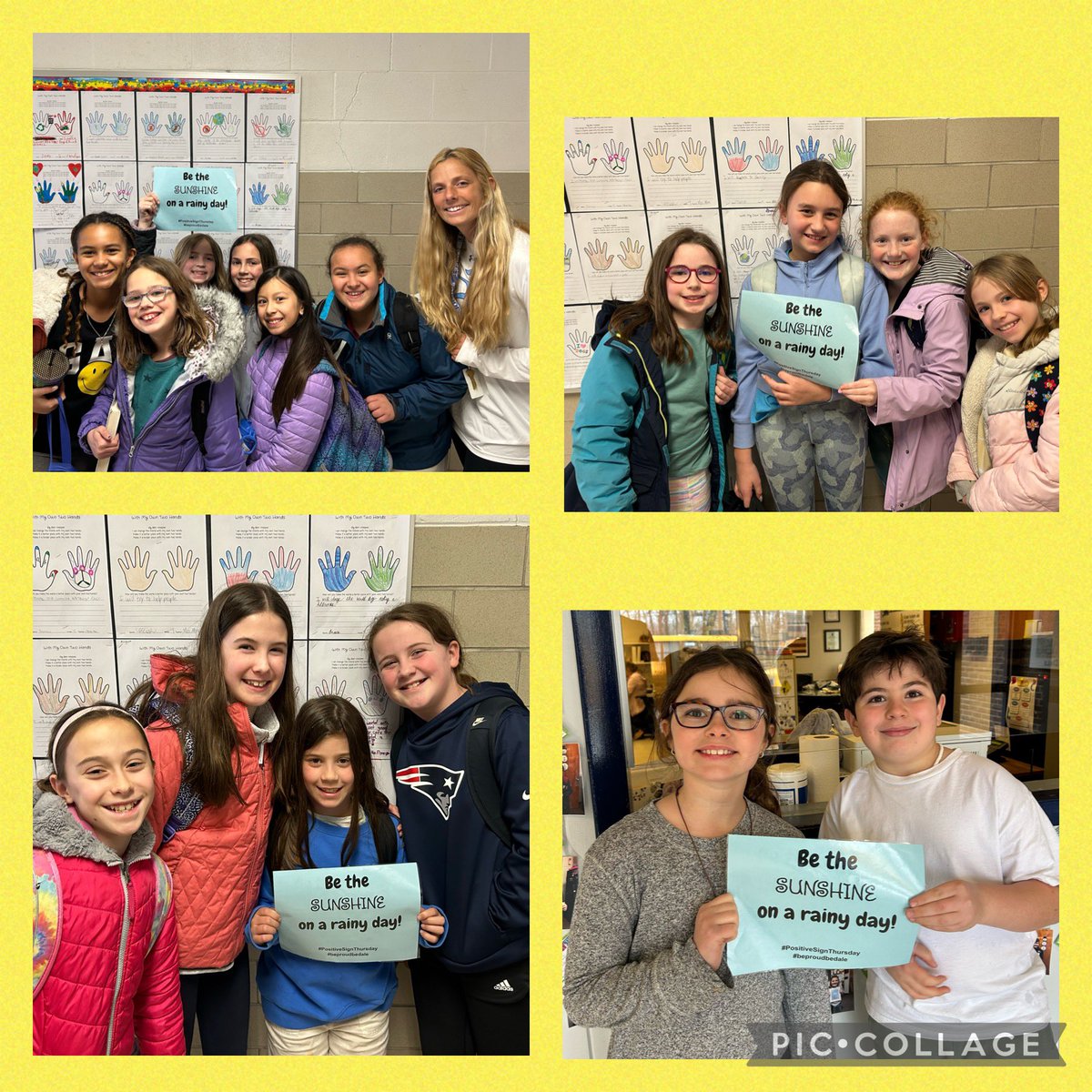 As we deal with all this 🌧️ today, #beproudbedale decided to turn to positivity & spread it far & wide. #positivesignthursday #medfieldps #goodvibes