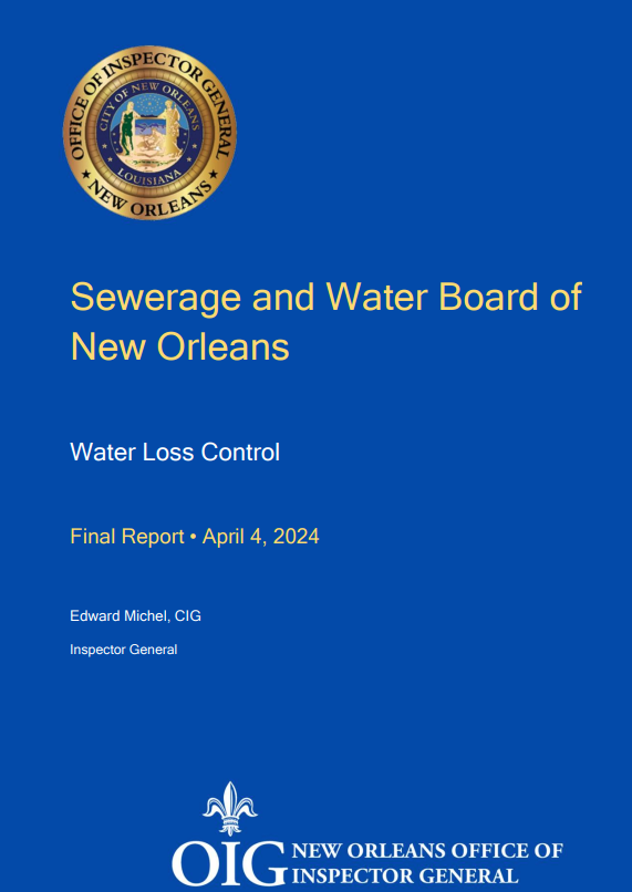 NOLAOIG's tweet photo. The Sewerage and Water Board of New Orleans has a crucial role in providing safe drinking water to the City. The OIG recommended corrective actions to reduce water loss. Efficient water management is key for sustainability! #SWBNO #WaterEfficiency
https://t.co/vbticiWFVB https://t.co/lclnPhJWLS