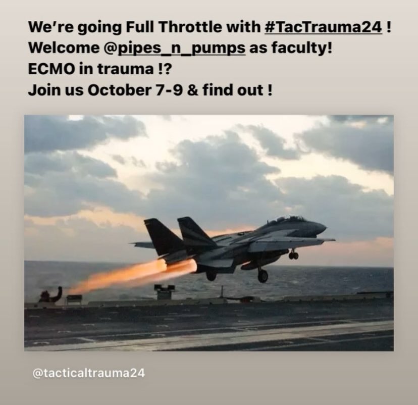 Welcome to #TacTrauma24 @Pipes_n_pumps ! ECMO in trauma ❗️❓ Join us in October & find out more ❗️ tacticaltrauma.se #ecmo #ecpr #phcc #trauma #milmed #criticalcare @instagram