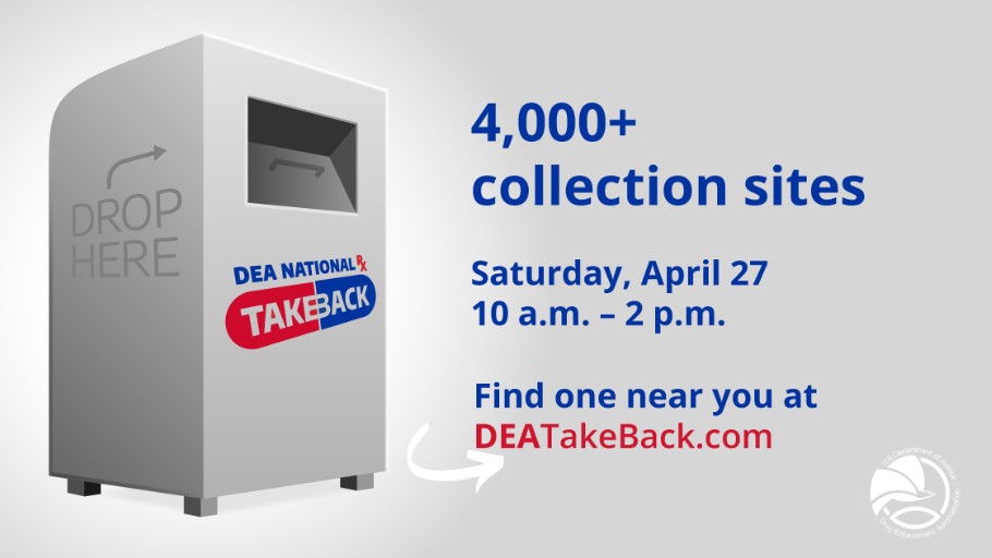 Access to unneeded pills may increase the potential for misuse. #TakeBackDay is your opportunity to get rid of what you don’t need! Keep your family safe this spring season by visiting a collection site on April 27. Visit: bit.ly/35JM1tL