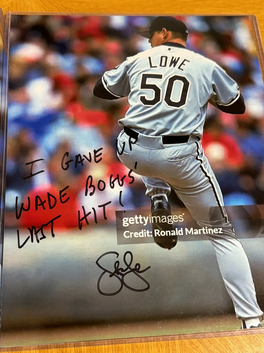 boggs328's tweet photo. Nearly two months ago I took a chance and reached out to a former @whitesox pitcher, Sean Lowe, to ask if he’d sign a photo for me. Some may not know but he gave up @ChickenMan3010’s last career hit. @jslowe50 was kind enough to sign a photo for me as well as for Mr Boggs. Thanks again, Sean! Really appreciate this. 🙏🏼😀💪🏻🐔🐓🍗⚾️ Wade, I’ll get the photo out to you this weekend. @RaysBaseball @baseballhall