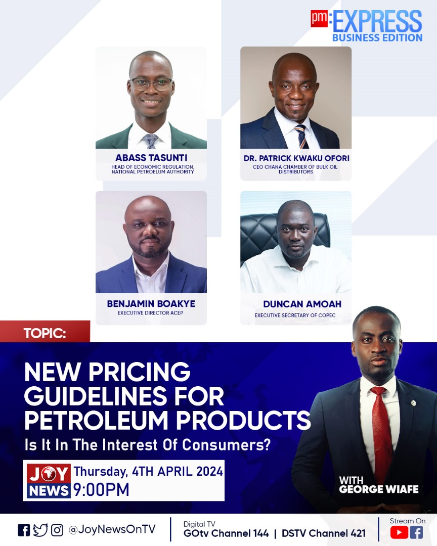 gwiafe's tweet photo. Let's talk the  New  Guidelines For Pricing of Petroleum Products and Impact on Consumers on PM EXPRESS BUSINESS EDITION at 9pm on JOYNEWS tonight.... @Joy997FM  @JoyNewsOnTV https://t.co/VjlCq1pp2k