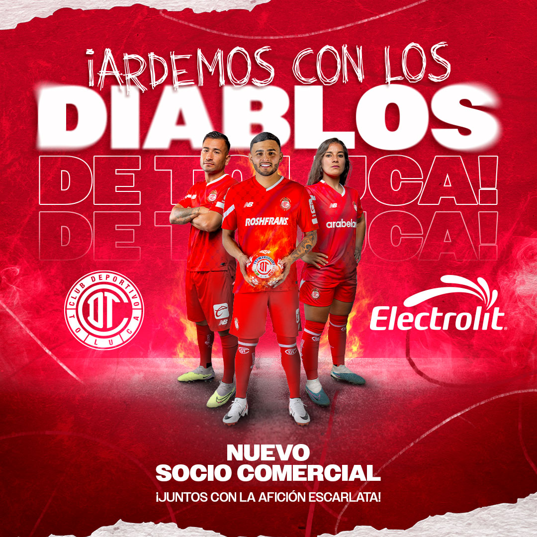 ¡Señores, ya somos del rojo! 🤘🏼😈🤘🏼 Estamos orgullosos de anunciar que ahora somos socios comerciales de @TolucaFC para festejar con los Diablos rojos y la afición escarlata. ¡A darleee, Toluca! 🔥