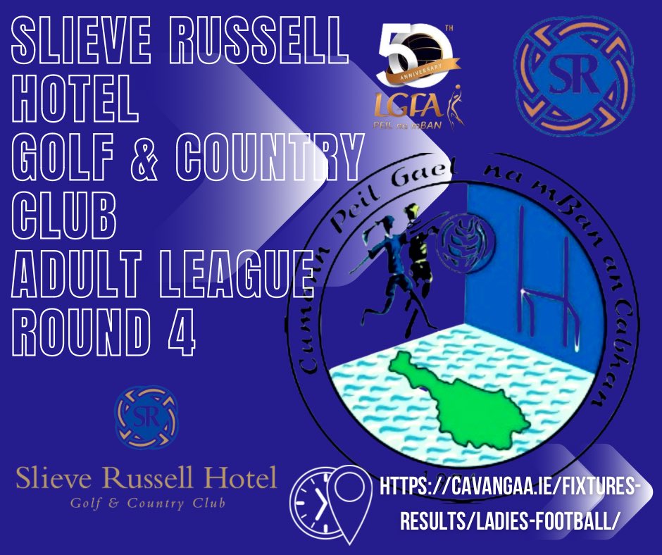 Slieve Russell Hotel Golf & Country Club Adult League continues this weekend. Clubs will play Round 4 of this highly contested league this coming Sunday in various venues across the county. 🔵⚪️ Detail of all games on the fixtures website below 👇 cavangaa.ie/fixtures-resul…