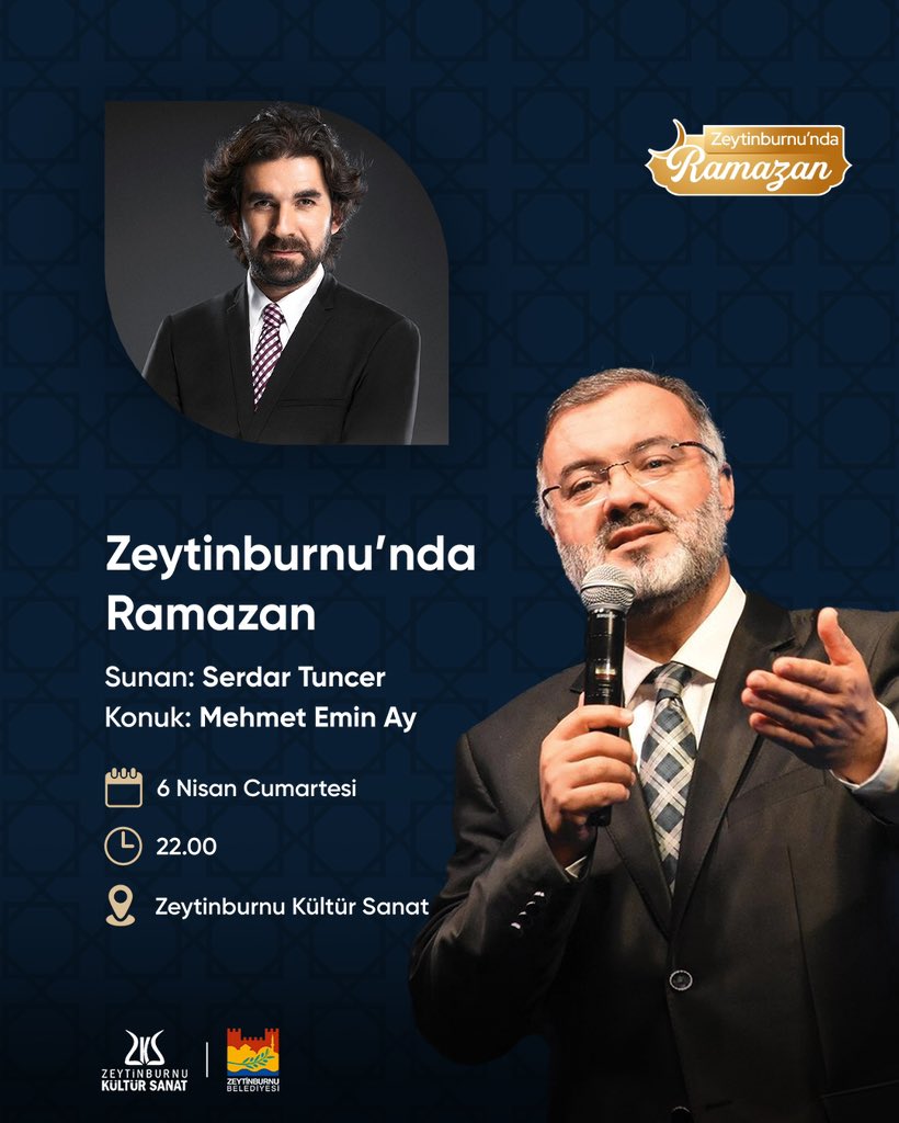 Zeytinburnu’nda Ramazan adlı programımızda Serdar Tuncer’in son konuğu Mehmet Emin Ay olacak. 🌙 @Yaziyor @mehmeteminayres