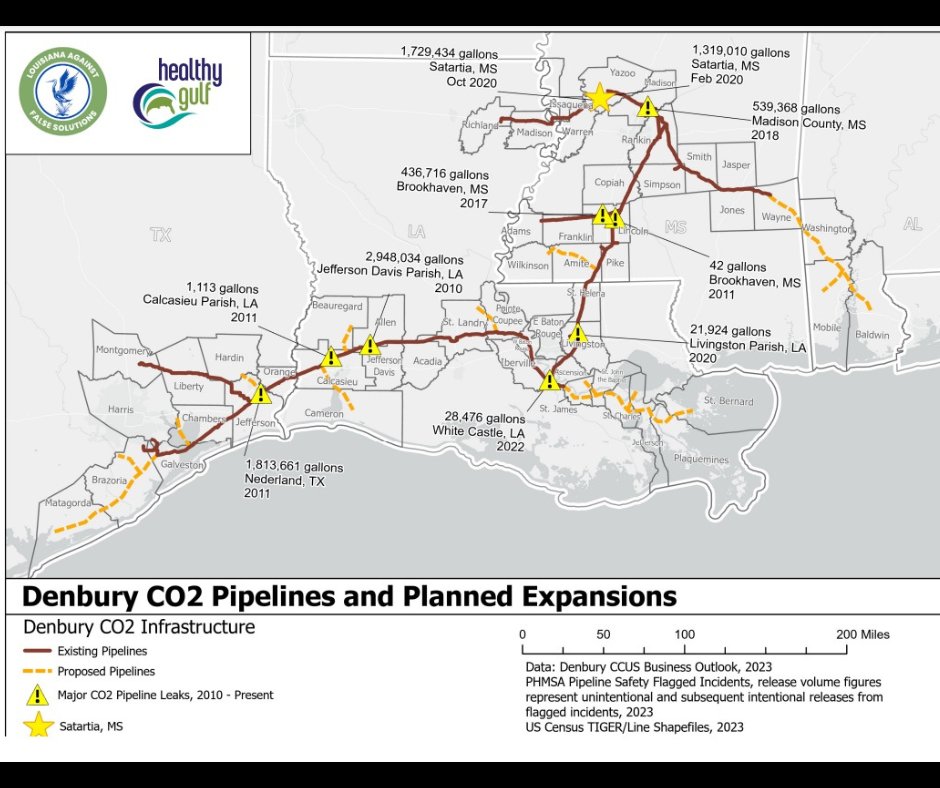 Last night, residents in SW Louisiana were exposed to hazardous CO2 leaking from the Exxon-owned Denbury pipeline.This is an injustice we can & must overcome for our lives & future generations. @PHMSA_DOT @EPA @HealthyGulf @nofalsesolution #LouisianaDeservesBetter #JustTransition