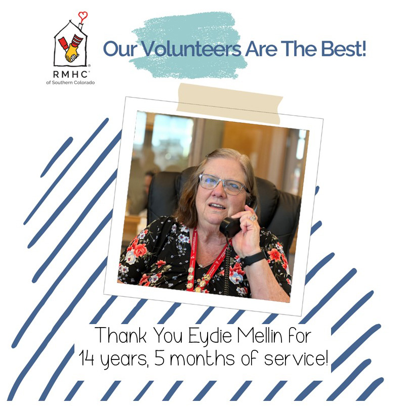 RonMcDHouseCS's tweet photo. This month we celebrate those volunteers who have a long history with our charity. Eydie Mellin has been a strong presence at our House. She is often the first contact families have when they enter our House and remains a caring friend through their stay. Thank you Eydie! https://t.co/rwdFfLocF9