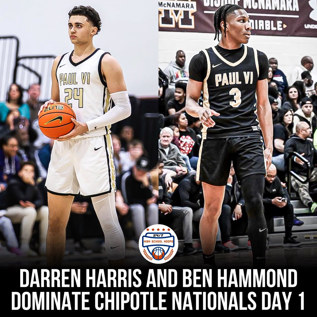 Duke commit Darren Harris (@darrenwh11) and Rhode Island commit Ben Hammond (@theb3nhammond) were stellar today in Paul VI’s win over IMG at #ChipotleNationals.

Harris was the games leading scorer, finishing with 36PTS on 12-21FG, while Hammond had 20PTS, 13ASTS and ZERO