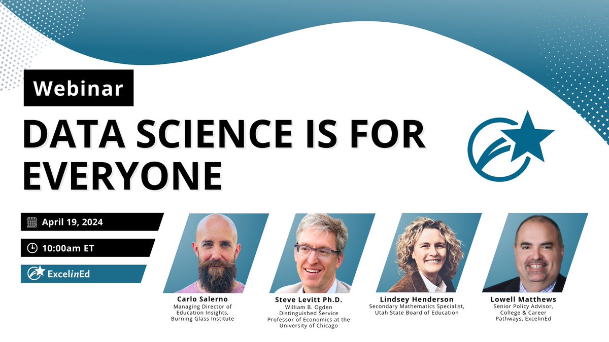 Join us 4/19! Data science experts @BGInstitute @flippyfeets @StevenDLevitt will look at the results from the new Data Science is For Everyone report, which reveals demand is high for data science skills. Register now: us02web.zoom.us/webinar/regist…