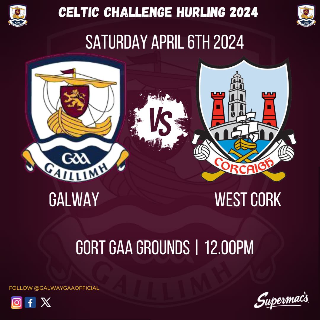 🚨Fixture🚨 Celtic Challenge Round 1 Galway v Cork East 🗓Saturday 6th April 📍 Gort GAA Grounds 🕰 12 noon Best of luck to all involved 🇱🇻🇱🇻