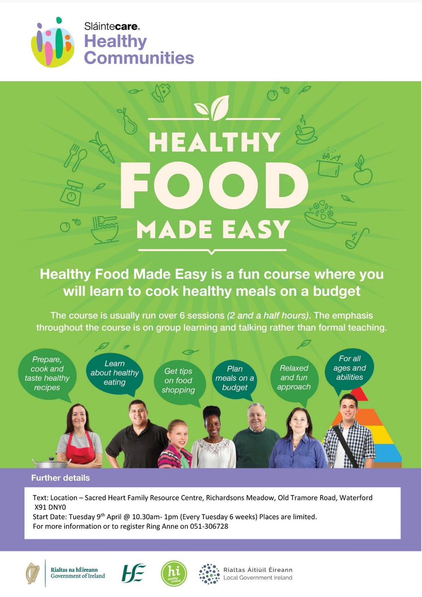 Sign up for Healthy Food Made Easy with Sacred Heart FRC in Waterford. A fun and friendly 6 week course on family cookery and nutrition, meal planning and more! @SouthEastCH