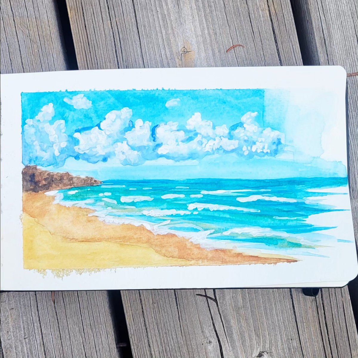 A quick ocean view in my sketchbook 🏝
#sketchbook #watercolour #guache #illustration #painting #beach #tropicalparadise #vacation #sunnydays