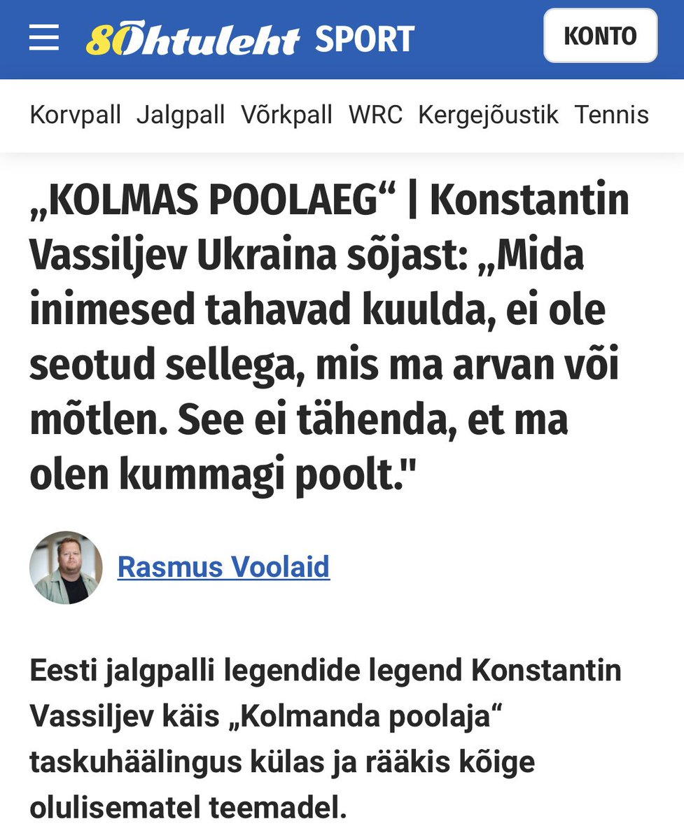 on.soundcloud.com/G9k9ZmnQwnsdnS…
Alates 37:20 räägib Eesti jalgpalli rahvuskoondise kapten ja Aasta kodanik 2011 Vene - Ukraina sõjast. 
2 aastat peale suure sõja algust on mees endiselt segaduses?
<a href="/Ohtuleht_Sport/">Õhtuleht Sport</a>