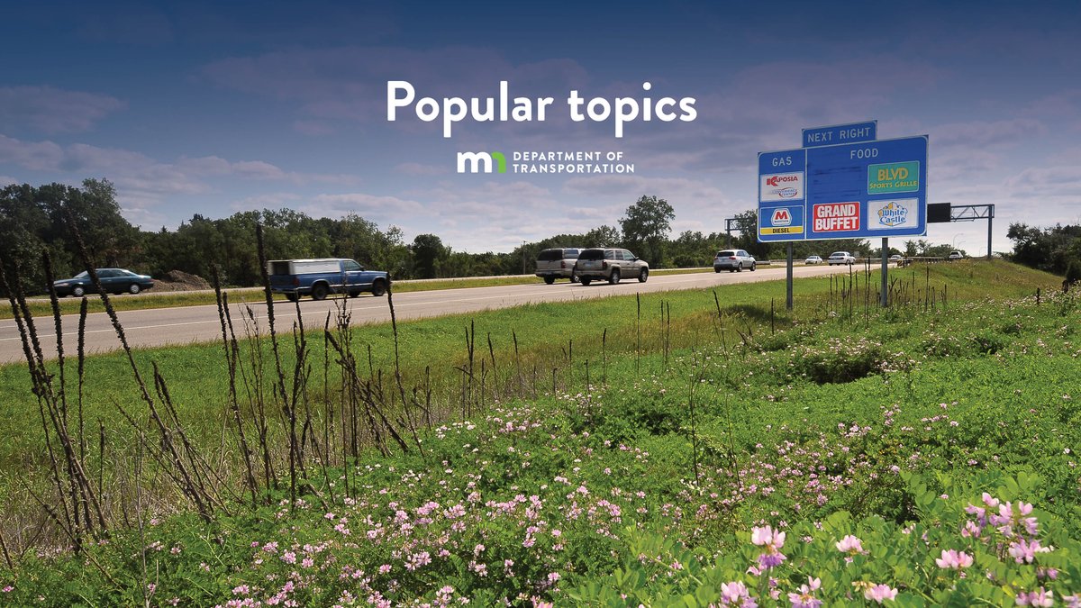 Have questions about MnDOT? From road conditions to reporting a pothole, check out our “Popular Topics” for all the info you need: mndot.gov/topics