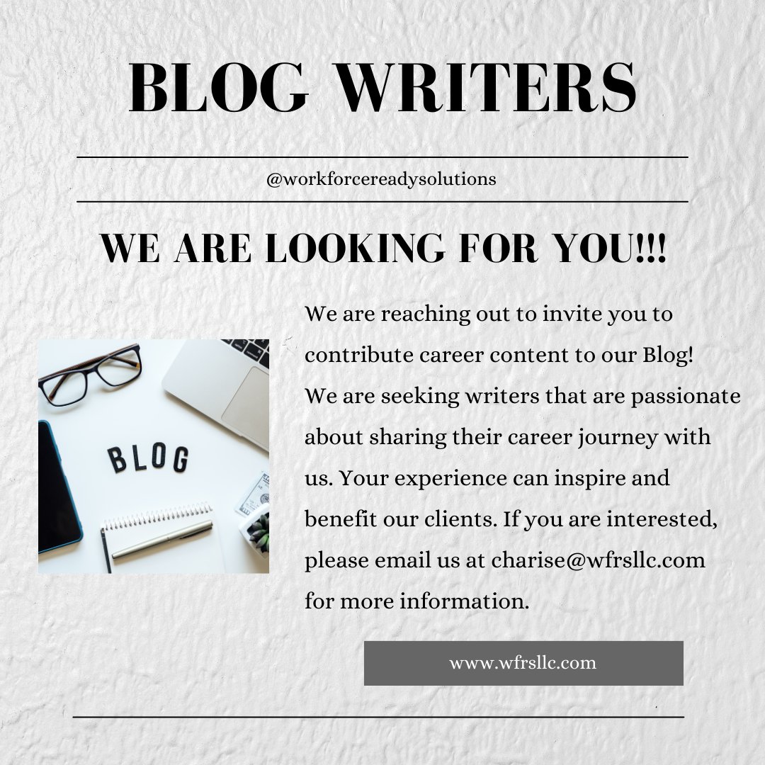 #blogwriters #shareyourcareerstory #hrservices #jobopportunity #workforcereadysolutions