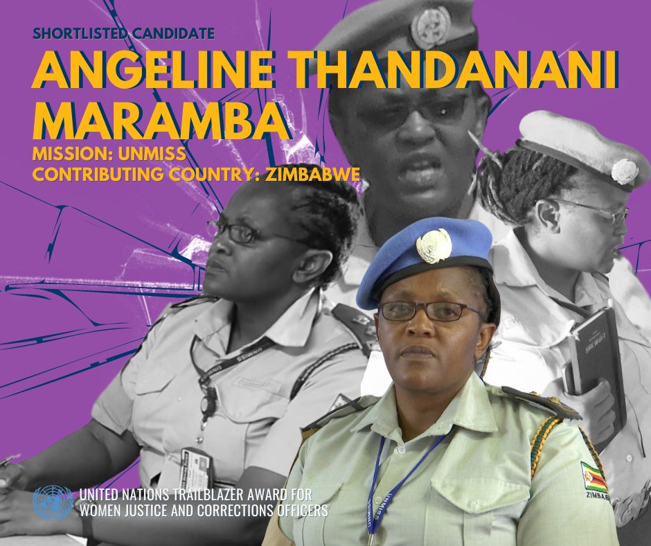 ⭐Congrats to Angeline Thandanani Maramba, another #WTA2024 shortlisted candidate!⭐ From #Zimbabwe 🇿🇼serving in @unmissmedia as the Commander of the Malakal Detention Facility (MDF), Maramba is a #WomanTrailblazing with expertise in mediating difficult & volatile situations.