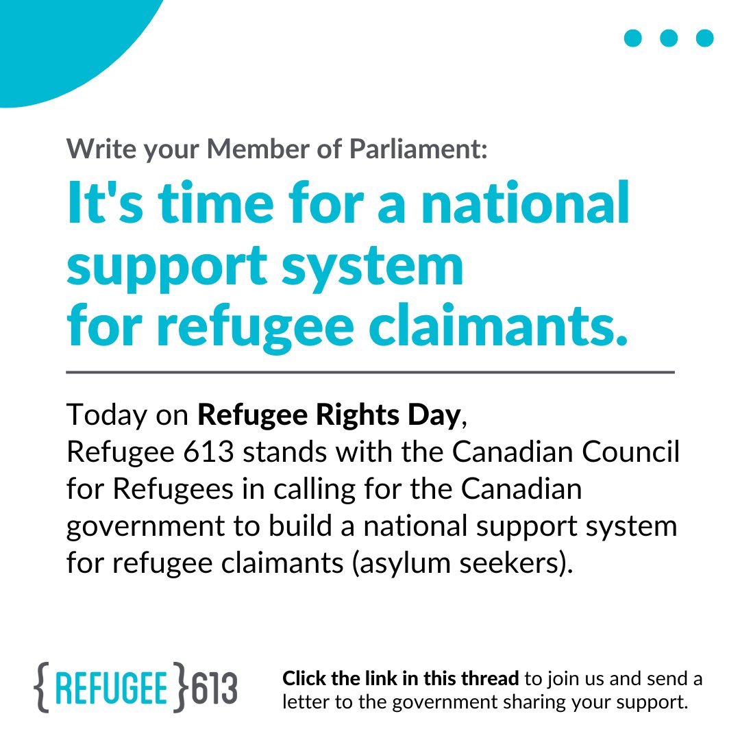 (1/4) Today, our friends at the Canadian Council for Refugees (@ccrweb) called for a national support system for refugee claimants (asylum seekers) in a press conference at Parliament Hill. 🧵
