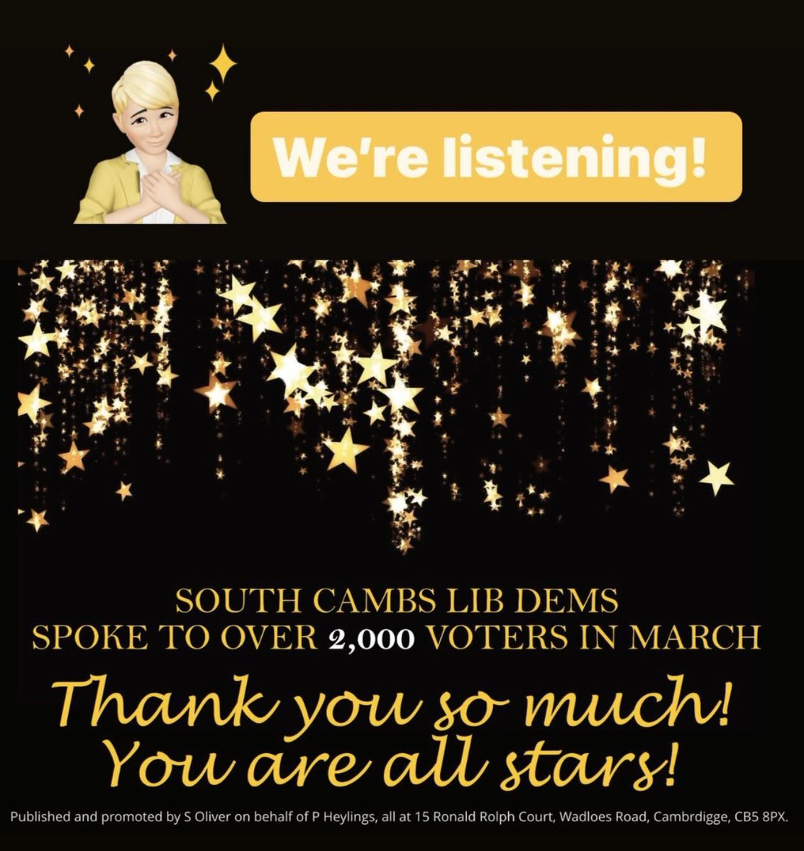 We’re listening! Thank you for taking the time to talk to us 👨‍👩‍👧 #nottakingyouforgranted We spoke to over 1,000 residents in #SouthCambridgeshire in January and February and now over 2,000 residents in March 🌟 Lots more to do! Say Hello 👋when you see us in your neighbourhood.