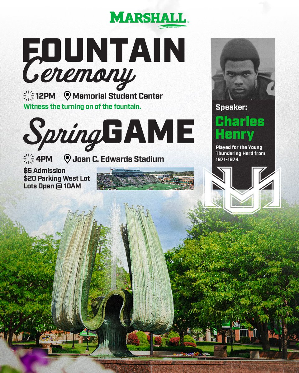 Tailgates and football soon!

See you on April 20th for the annual Spring Game!

🌭🏈🍔🍺

🎟️: bit.ly/FBSpringGameTi…

#WeAreMarshall