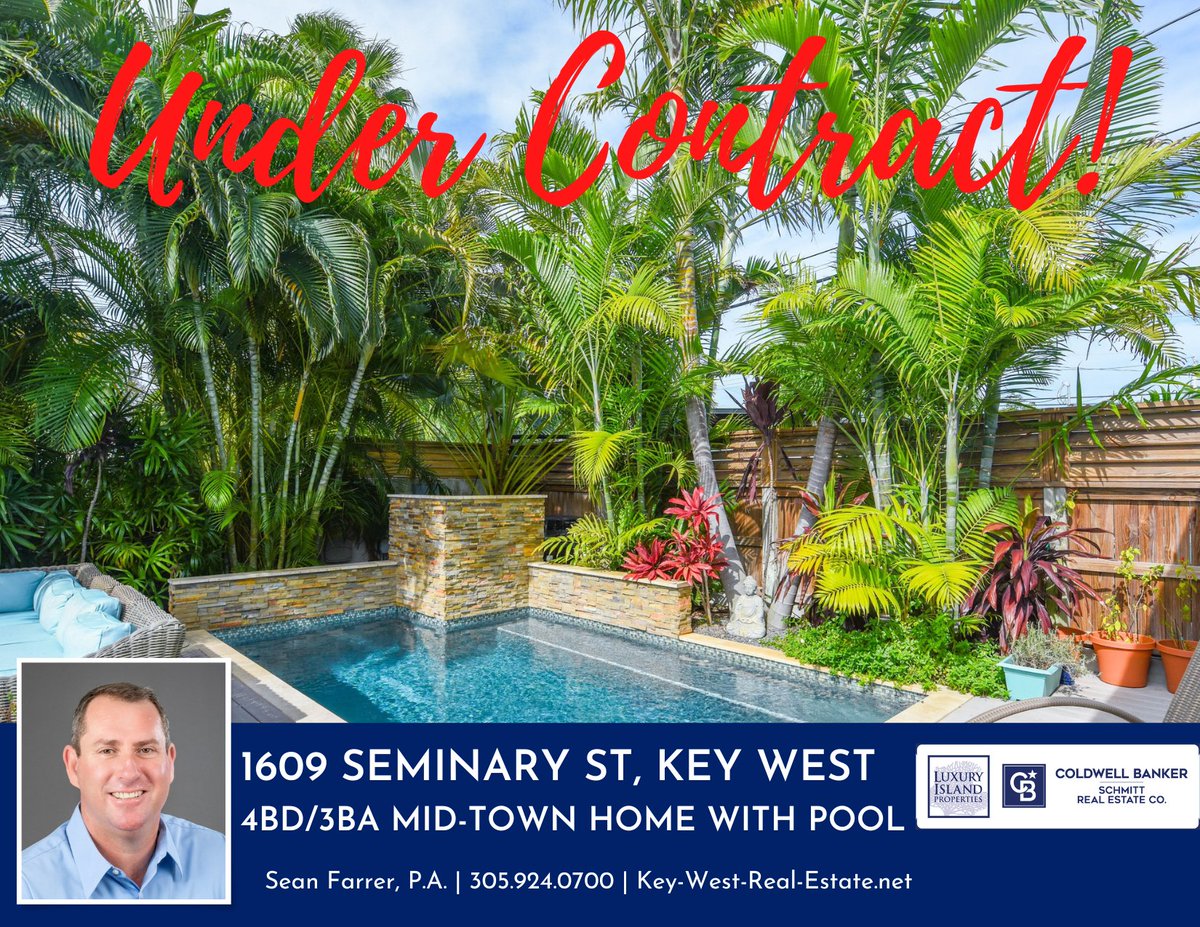 UNDER CONTRACT!! 1609 Seminary St, Key West. Look no further for your spacious and private Key West oasis! This home features 3 bedrooms 2 baths and a large guest cottage. Call/text Sean for more details 305-924-0700. See more 📷bit.ly/1609Seminary #keywestrealestate