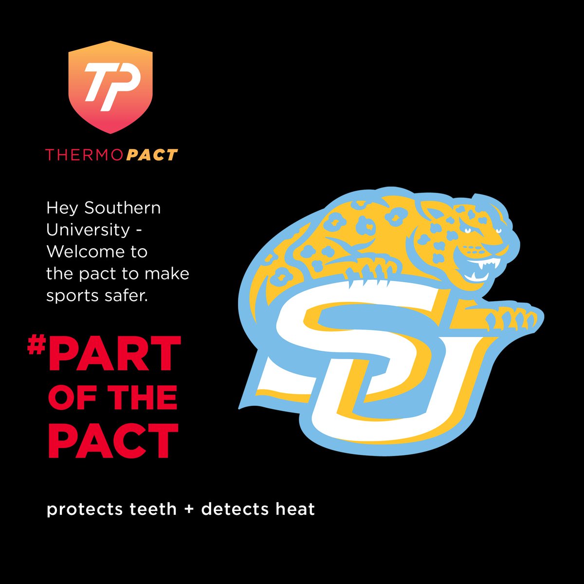 Shoutout to @southernusports on becoming #PartOfThePact! #ThermoPact is thrilled that players will be protected with our #MouthShield this coming football season.💥🔥
#ThermoPactMouthShield #Mouthguard #Football #NCAAFootball #SouthernIsTheStandard #ProwlOn #GoJags #WeAreSouthern