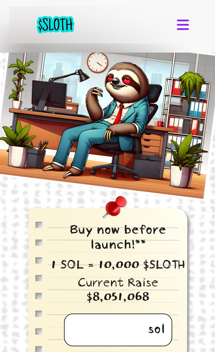 And that’s 8M! When AirDrop? #SLOTH #SLOTHANA #memecoin #BTC
