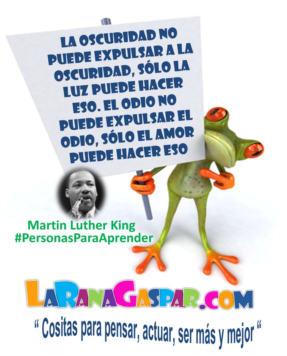 Martin Luther King (1929-1968) fue un destacado defensor de los derechos humanos, conocido por liderar una cruzada no violenta en busca de un cambio en la mentalidad racista de su tiempo#LaRanaGaspar #frasesmotivadoras #frases #frasesparareflexionar #frasesparapensar