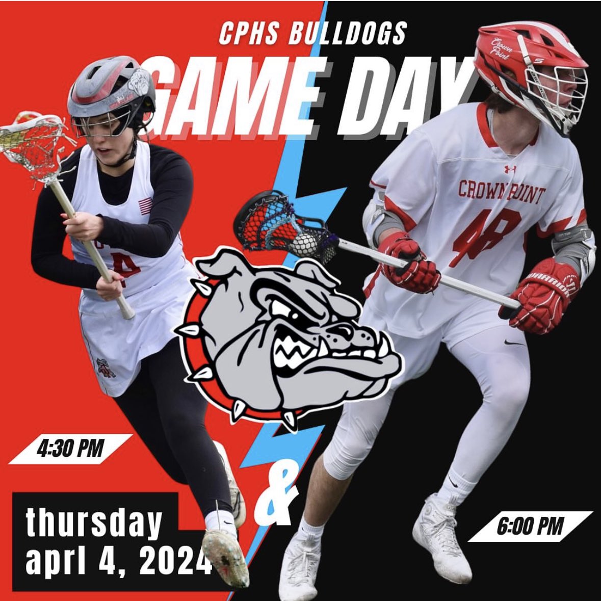 Crown Point Lacrosse (@crownpointlax) on Twitter photo Doubleheader tonight as both the girls and boys teams take on Park Tudor. Join us for the first game at Crown Point HS to be played on the new flex field. Girls at 4:30 pm and boys at 6 pm. Thank you to <a href="/cpschoolcorp/">Crown Point Community School Corporation</a> <a href="/CPHSSports/">CPHS Athletics</a> for the opportunity to use the field. GO BULLDOGS! Doubleheader tonight as both the girls and boys teams take on Park Tudor. Join us for the first game at Crown Point HS to be played on the new flex field. Girls at 4:30 pm and boys at 6 pm. Thank you to <a href="/cpschoolcorp/">Crown Point Community School Corporation</a> <a href="/CPHSSports/">CPHS Athletics</a> for the opportunity to use the field. GO BULLDOGS!