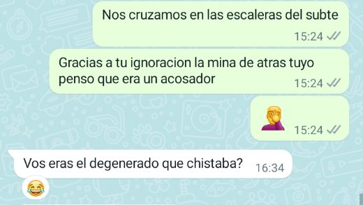 Me crucé a mi mujer en el subte. Yo bajando por escalera mecánica, ella subiendo por la escalera normal.