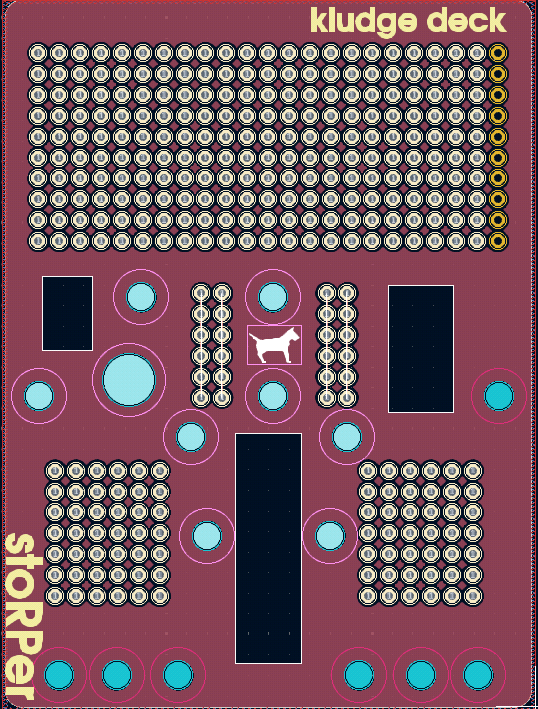 concreted0g's tweet photo. All aboard the #StoRPer Kludge Deck! This is shaping up to be the first of a few addon boards for stoRPer the #opensource #robot Lot's of prototyping areas and some extra M3 mount holes. https://t.co/h2FFpcHub1 https://t.co/vfjoiRnYQV
